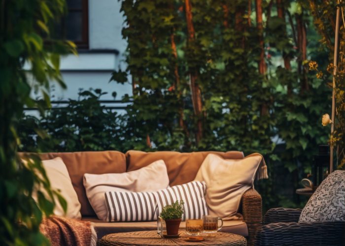 mobiliario-de-jardin-rustico-en-la-cubierta-de-la-casa-con-vegetacion